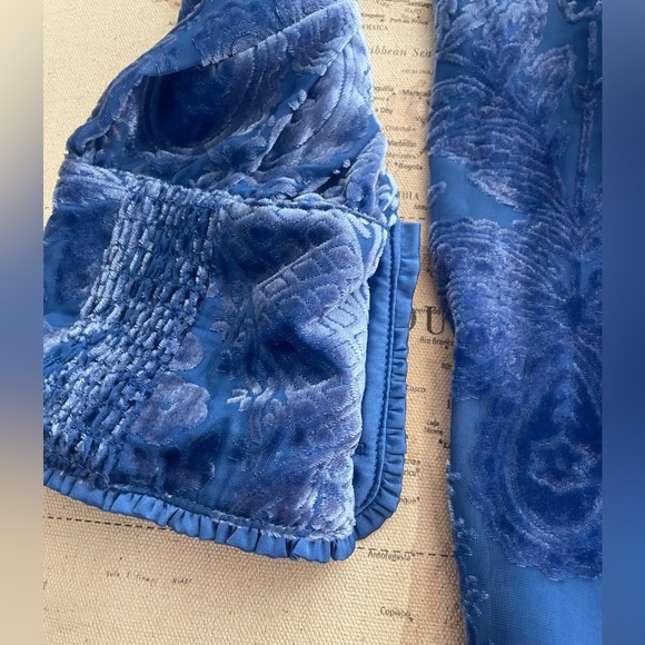 🆕Soft Surroundings Vanetta Velvet Top Sapphire Blue Velvet Floral Top 1X NWT - Picture 12 of 16